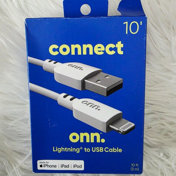 NIB ONN Lightning to USB Cable, 10ft, iPhone, iPad, iPod - Picture 2 of 4